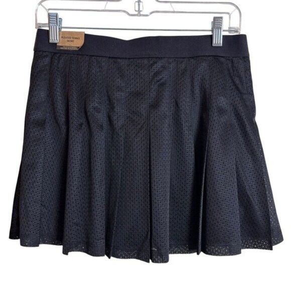 PINK Victoria's Secret Pleated Tennis Skort Large Black Athleisure Skirt Shorts - Picture 2 of 14